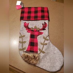 Red Buffalo Plaid & Brown Christmas Stocking